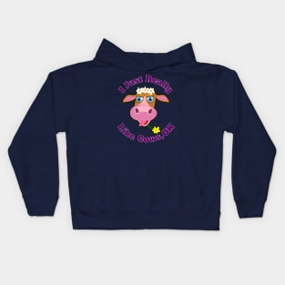 I Just Really Like Cows, OK? Funny Cartoon Cow For Farm Rancher Lovers Kids Hoodie